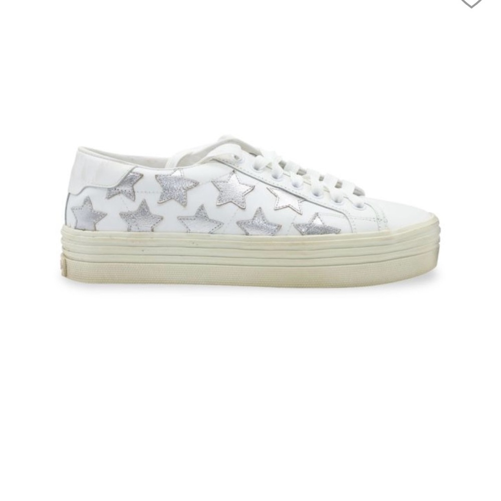 Saint Laurent White and Silver Sneakers